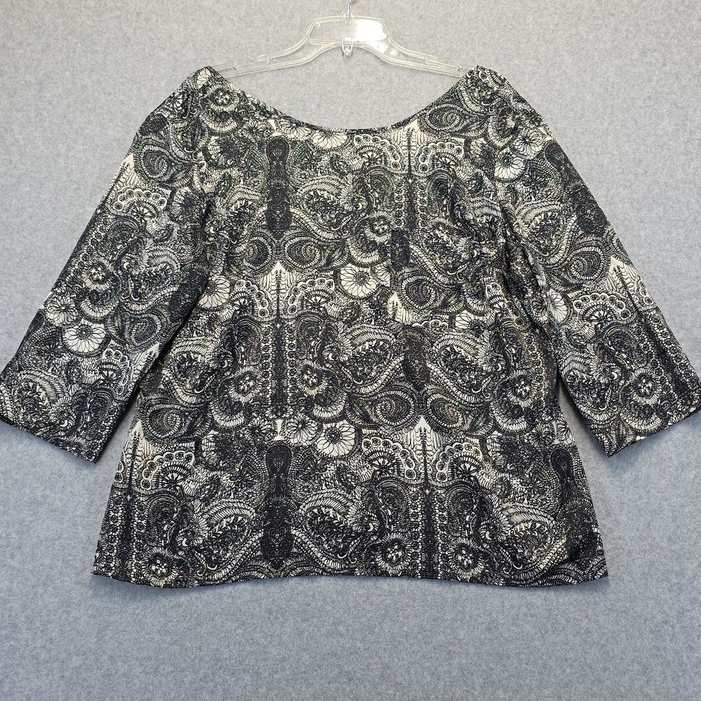 a.n.a. Black and Cream Paisley Blouse